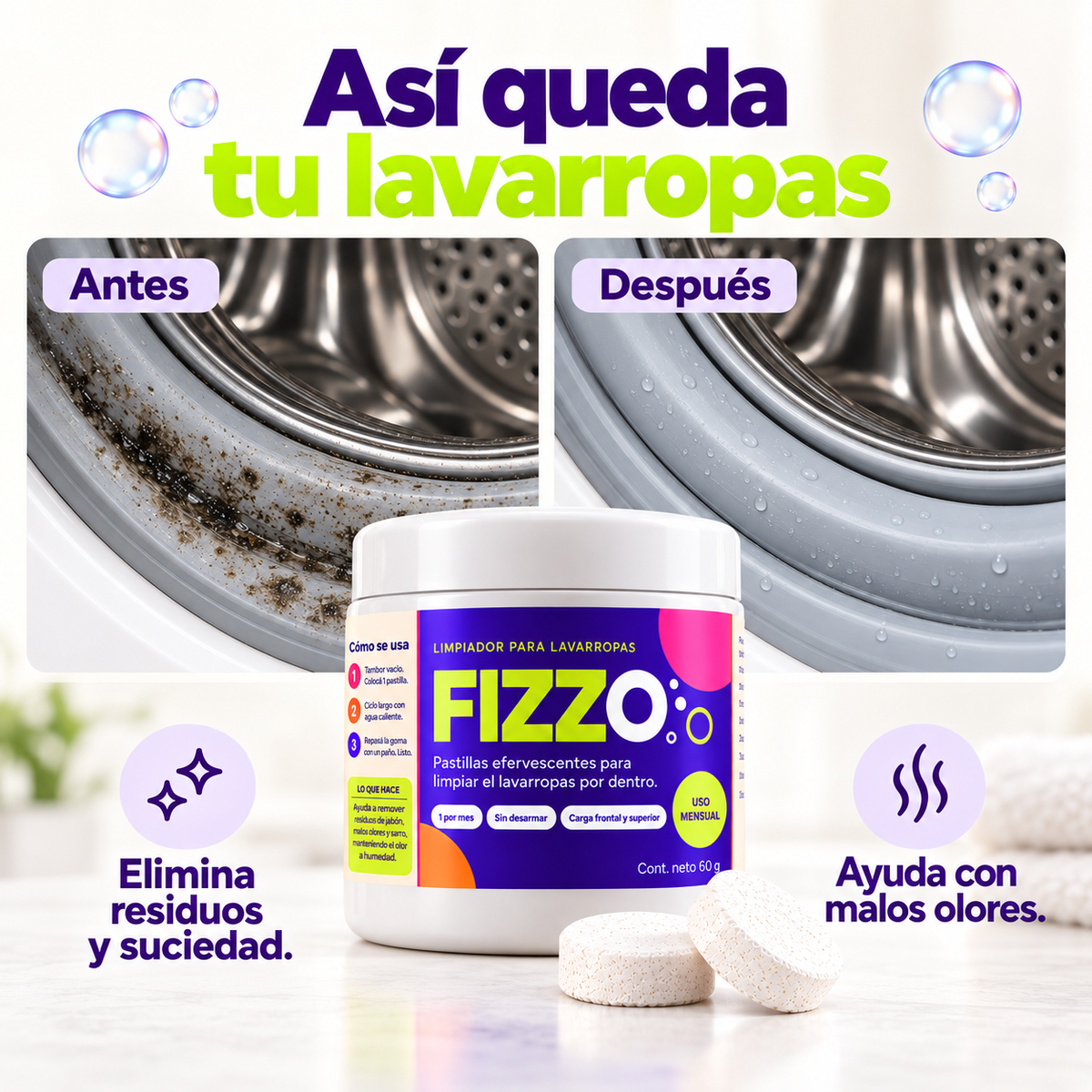 Pastillas VELORA ™ — Limpieza Profunda contra Hongos, Pelos y Humedad